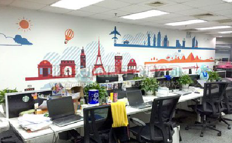 白水教你设计办公室墙绘的方法。