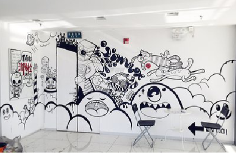 白水手绘墙并非传统涂鸦。